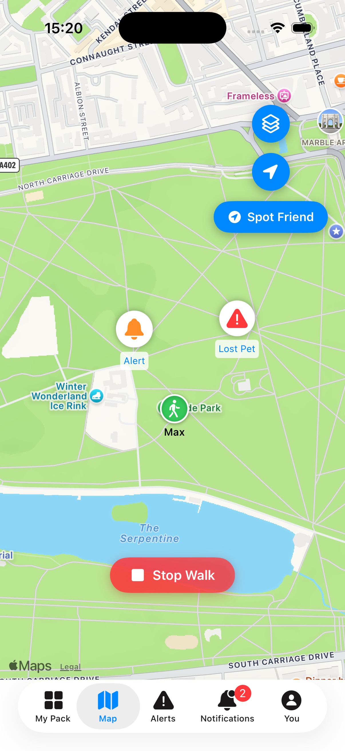 Map View - Privacy-first location sharing